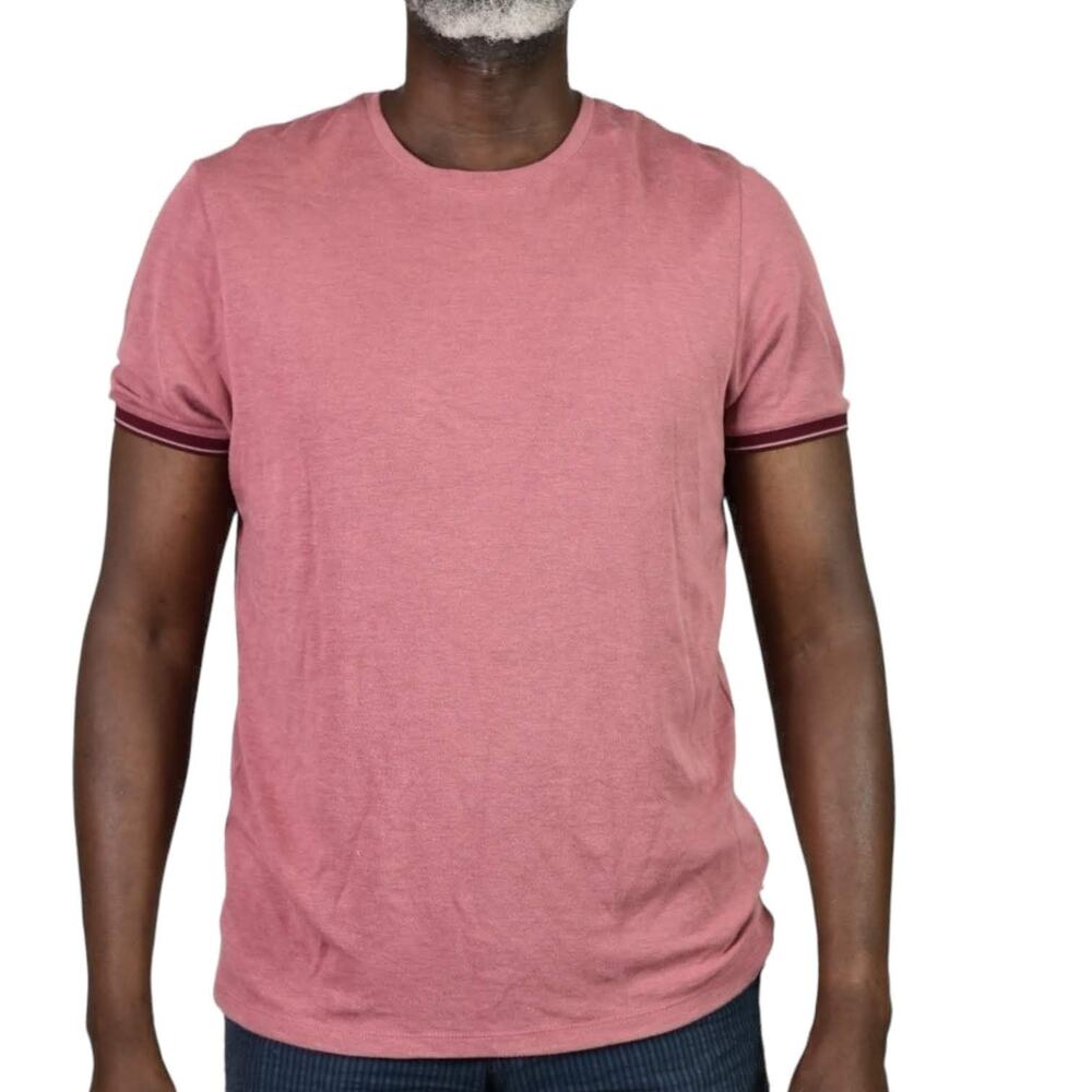 Ted Baker T Shirt Pink Crew Neck Short Sleeves Regular Fit Cotton Size XXL Mens